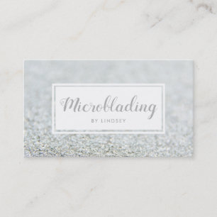 Silver Sparkle Glitter Microblading Business Card