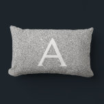Silver Sparkle Glitter Monogram Name & Initial Lumbar Cushion<br><div class="desc">Silver Sparkle Glitter Monogram Name and Initial Pillow. The pillow makes the perfect gift for someone decorating her room in silver.</div>