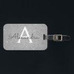 Silver Sparkle Glitter Monogram Name Luggage Tag<br><div class="desc">Luxury Silver Sparkle Glitter Monogram Name and Initial Luggage Tag. This bag tag is perfect for Back to School, Work, or Travelling. The Silver Luggage Tag also makes a great party favour for weddings, birthdays, bridal showers, honeymoons or for a bachelorette party. Please contact the designer for customised matching items....</div>