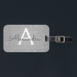 Silver Sparkle Glitter Monogram Name Luggage Tag<br><div class="desc">Luxury Silver Sparkle Glitter Monogram Name and Initial Luggage Tag. This bag tag is perfect for Back to School, Work, or Travelling. The Silver Luggage Tag also makes a great party favour for weddings, birthdays, bridal showers, honeymoons or for a bachelorette party. Please contact the designer for customised matching items....</div>