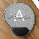 Silver Sparkle Glitter Monogram Name Mousepad Gel Mouse Mat<br><div class="desc">Silver Sparkle Glitter Monogram Name Monogram Mousepad. This Mousepad can be customised to include your first name. Please contact the designer for customised matching items.</div>