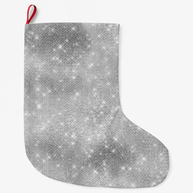Silver Sparkle Large Christmas Stocking (Front)