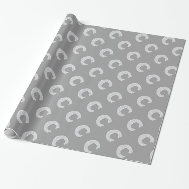 Silver Sparkle Letter C Wrapping Paper (Unrolled)
