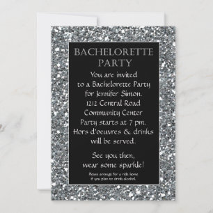 Silver Sparkle Look Bachelorette Party Invitation