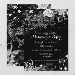 Silver Sparkle Magical Night Masquerade Invitation