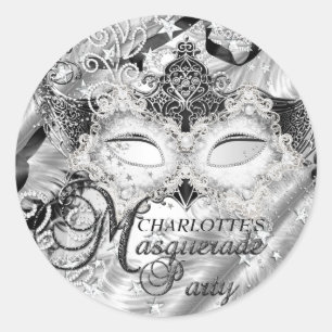 Silver Sparkle Mask Masquerade Sticker