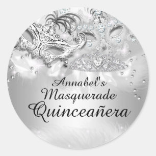 Silver Sparkle Masquerade Quinceanera Sticker