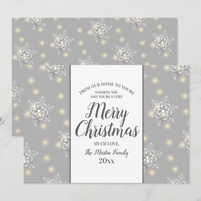 Silver Sparkle Merry Christmas Greeting Card (Front/Back)