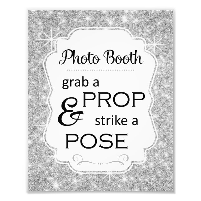 Silver Sparkle Photo Booth Bridal Shower Wedding (Front)