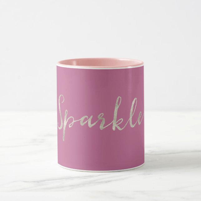 Silver Sparkle Pink Mug (Center)