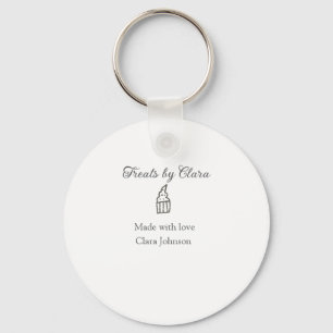 Silver sparkle treats bakery made with love name key ring