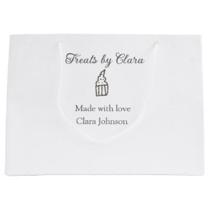Silver sparkle treats bakery made with love name large gift bag