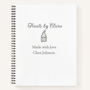 Silver sparkle treats bakery made with love name notebook