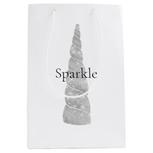 Silver Sparkle Unicorn Birthday  Medium Gift Bag