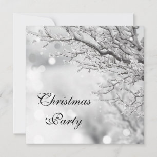 Silver Sparkle Winter Christmas Party Invitation