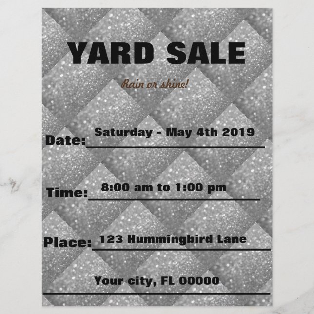 Silver Sparkle Yard Sale / Event Announcement (Front)