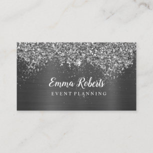 Silver Sparkling Event Planning Business Card