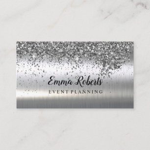 Silver Sparkling Event Planning Business Card