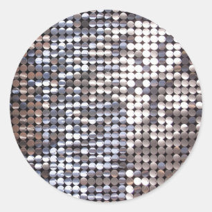 Silver Sparkling Sequin Look Classic Round Sticker