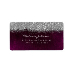 Silver Sparkly Glitter Burgunde Velvet Label