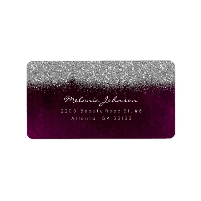 Silver Sparkly Glitter Burgunde Velvet Label (Front)