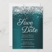 Silver Sparkly Glitter Dark Turquoise Ombre Foil