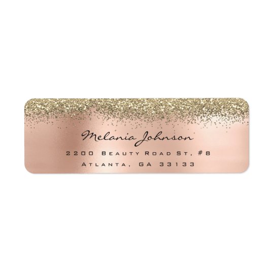 Silver Sparkly Glitter Pink Rose Gold Metallic Return Address Label