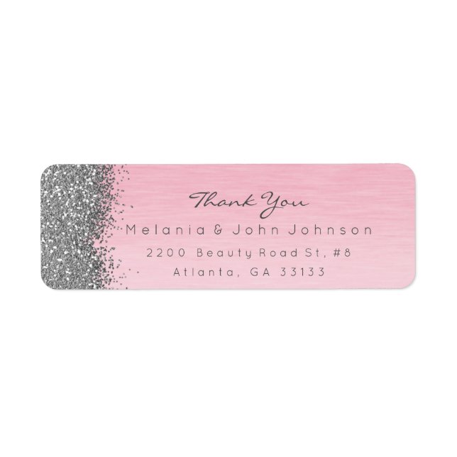 Silver Sparkly Glitter Pink Rose Pastel (Front)