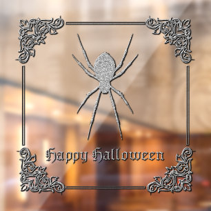 Silver Spider Halloween Window Cling
