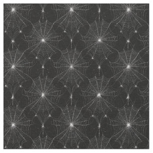 Silver Spiderweb Lace on Black  Fabric