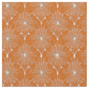 Silver Spiderweb Lace On Orange Fabric