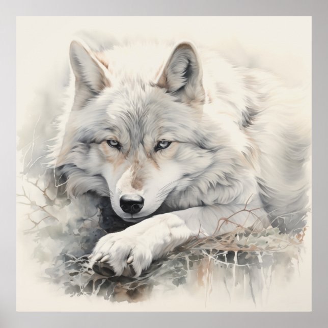 Silver Spirit Animal Wolf Poster (Front)