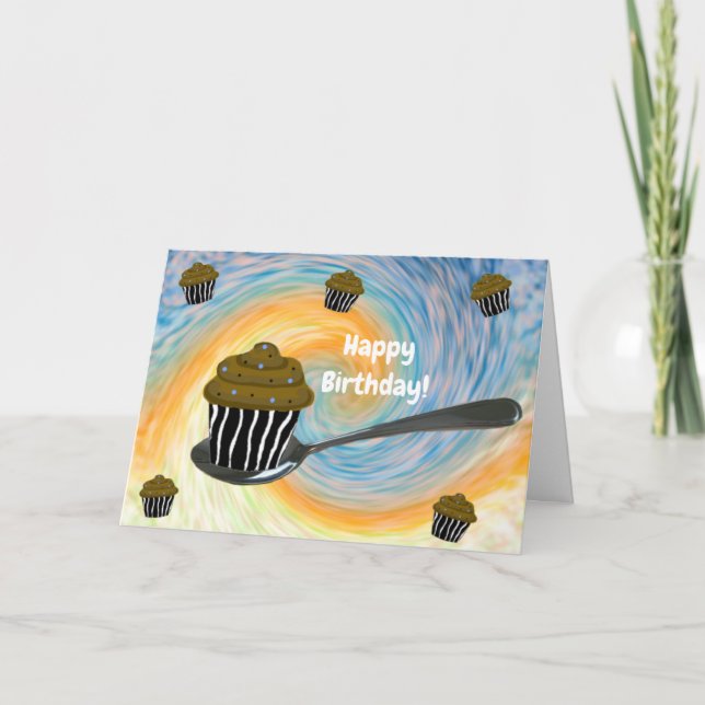 Silver Spoon Cupcake Birthday Card (Front)