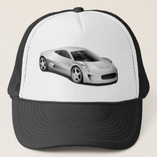 Silver Sports Car Trucker Hat