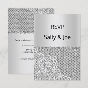 Silver Spot Lace Diamond Wedding response Invitation