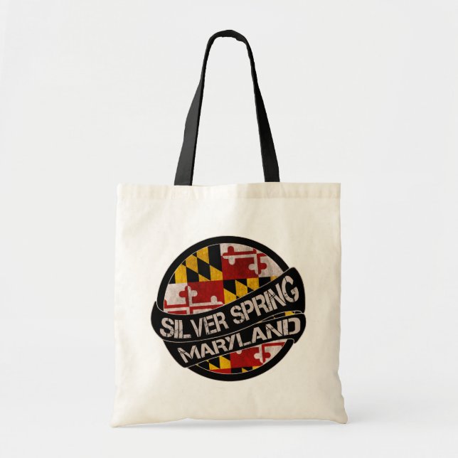 Silver Spring Maryland flag grunge tote bag (Front)