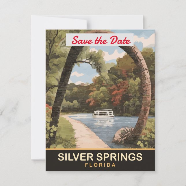 Silver Springs Florida Arch Wedding Invitation (Front)