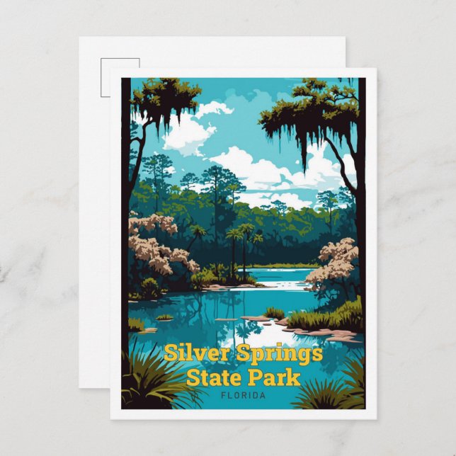 Silver Springs State Park Travel Art Vintage Postcard (Front/Back)
