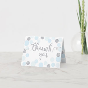 Silver Sprinkles Scatter Blue Dots Thank You