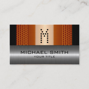 Silver Stainless Modern Orange Hole Steel Look Business Card