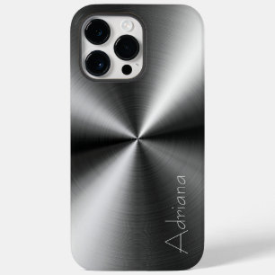 Silver Stainless platinum Steel Print Case-Mate iPhone 14 Pro Max Case