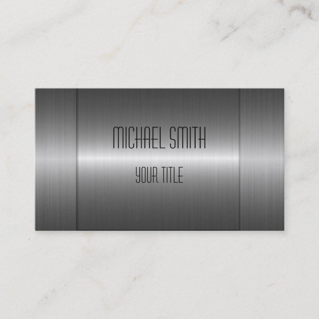 Silver Stainless Steel Metal 2 Business Card (Front)