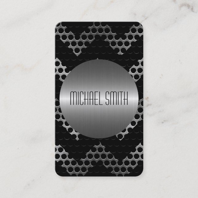 Silver Stainless Steel Metal 3 Business Card (Front)