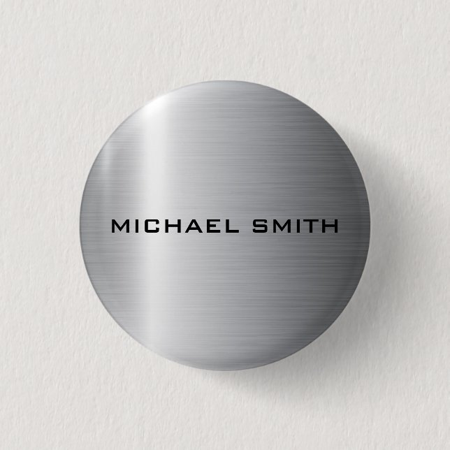 Silver Stainless Steel Metal 3 Cm Round Badge (Front)