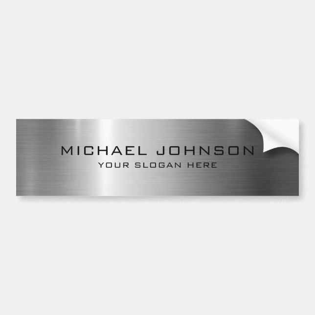 Silver Stainless Steel Metal Bumper Sticker (Front)