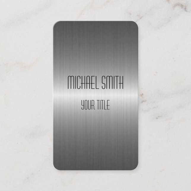 Silver Stainless Steel Metal Business Card (Front)