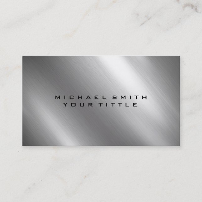 Silver Stainless Steel Metal Elegant Modern Business Card (Front)