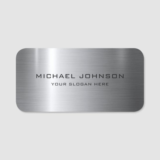 Silver Stainless Steel Metal Name Tag (Front)