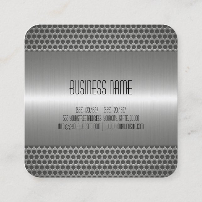 Silver Stainless Steel Metal Square Business Card (Back)