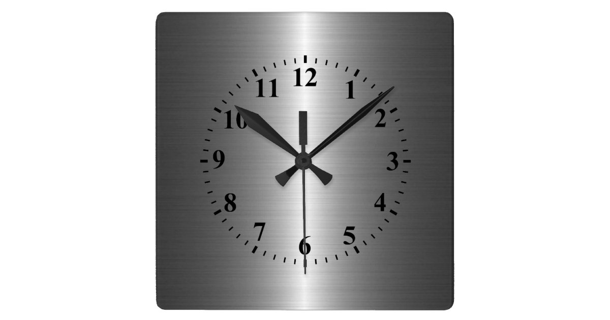 Silver Stainless Steel Metal Square Wall Clock Zazzle.co.uk